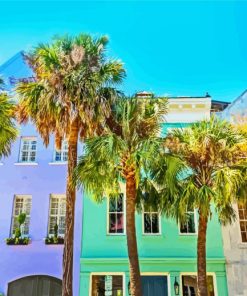 Rainbow Row Houses Charleston paint by number