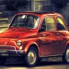 Red Vintage Fiat Car paint by numbers