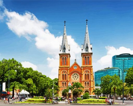 Saigon Notre Dame Cathedral paint by numbers