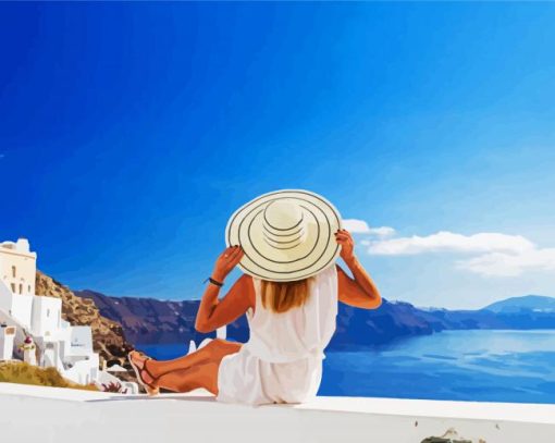 Santorini Vacation paint by number