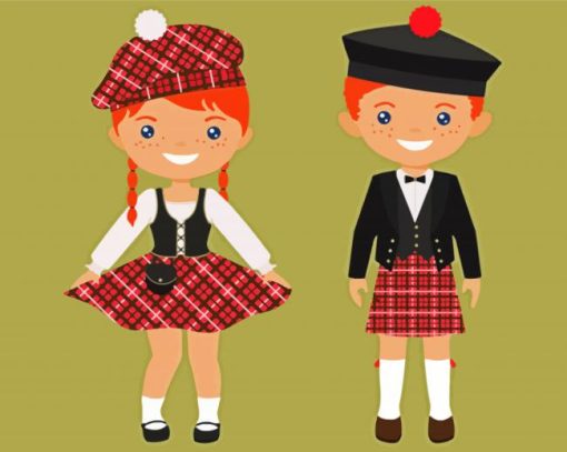 Scottish Girl And Boy paint by numbers