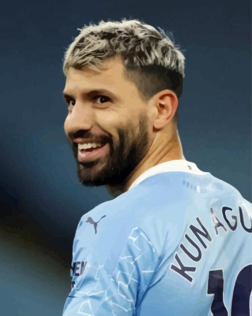 Sergio Aguero Smiling paint by number