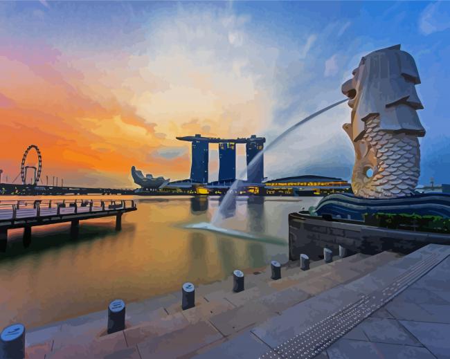 Singapore Merlion Park paint by number