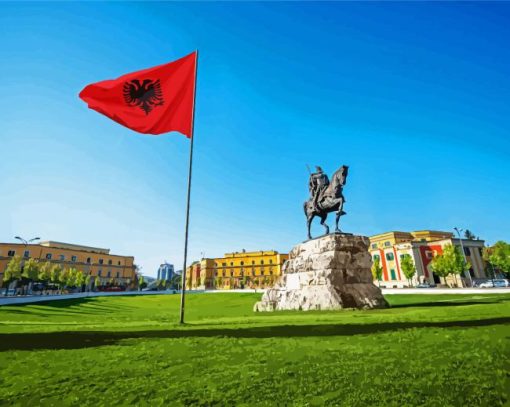 Skanderbeg Square Tirana paint by number