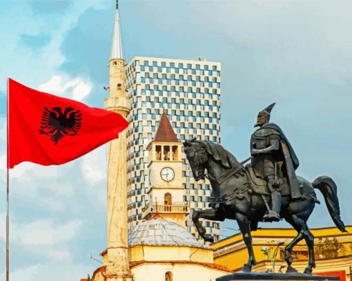 Skanderbeg Statue Tirana paint by number