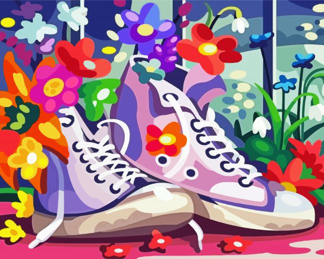 Sneakers And Flowers paint by number