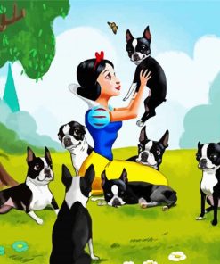 Snow White And The Seven Dwarfs Boston Terriers paint by number