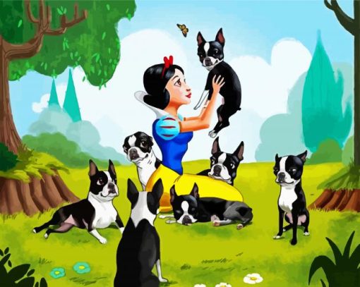 Snow White And The Seven Dwarfs Boston Terriers paint by number