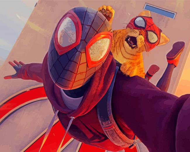 Spider Man And Spider Cat Heroes paint by numbers