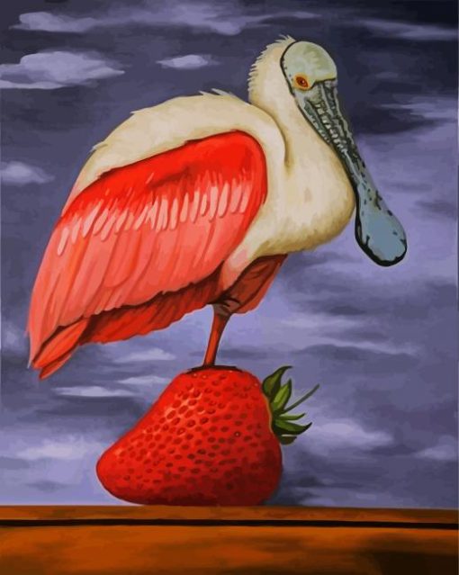 Spoonbill And Strawberry paint by number