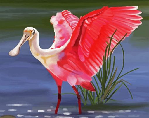 Spoonbill Pink Bird paint by number
