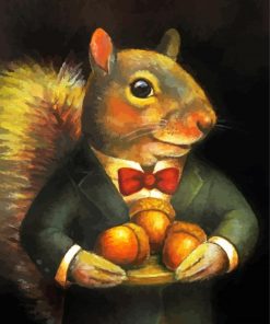 Squirrel Holding Acorns paint by number