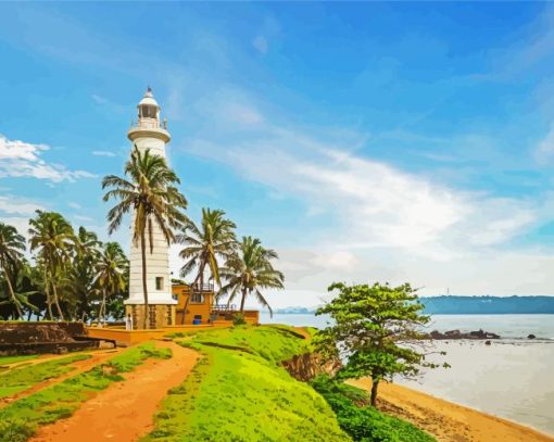 Sri Lanka Galle Fort Lighthouse paint by number
