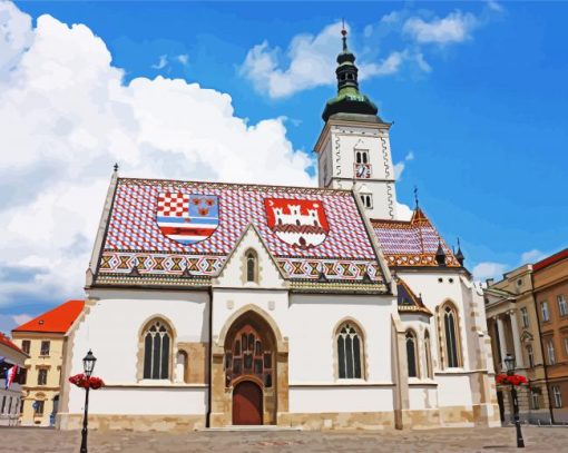 St Mark Church Zagreb paint by numbers