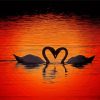 Swans Heart Silhouette paint by number
