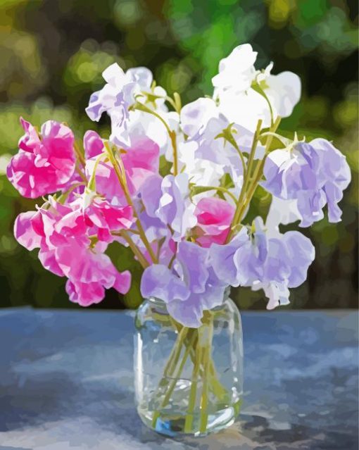 Sweetpea In Glass Jar paint by number