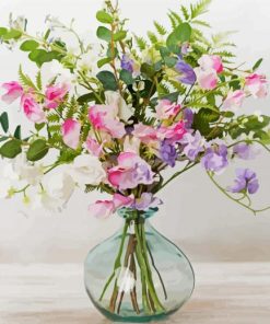 Sweetpea Bouquet Vase paint by number