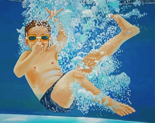 Swimmer Boy Underwater paint by numbers