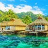 Tahiti Island Huts paint by number