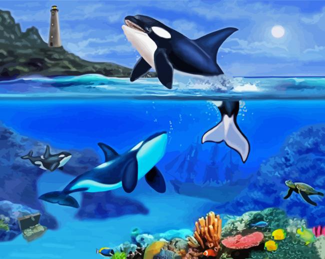 The Orca Family paint by number