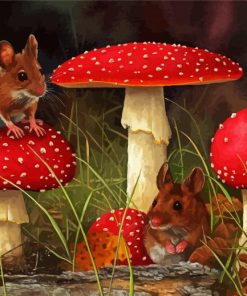 Toadstools And Mice paint by number