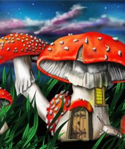 Toadstools House paint by number
