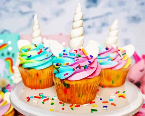 Unicorn Cupcakes paint by number