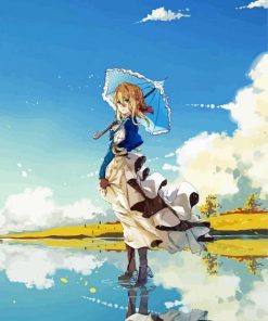 Violet Evergarden Holding Umbrella paint by number