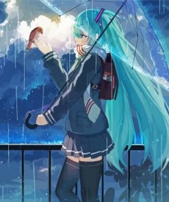 Vocaloid Hatsune Miku Under Umbrella paint by number