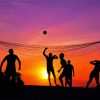 Volleyball Players Silhouette At Sunset paint by number