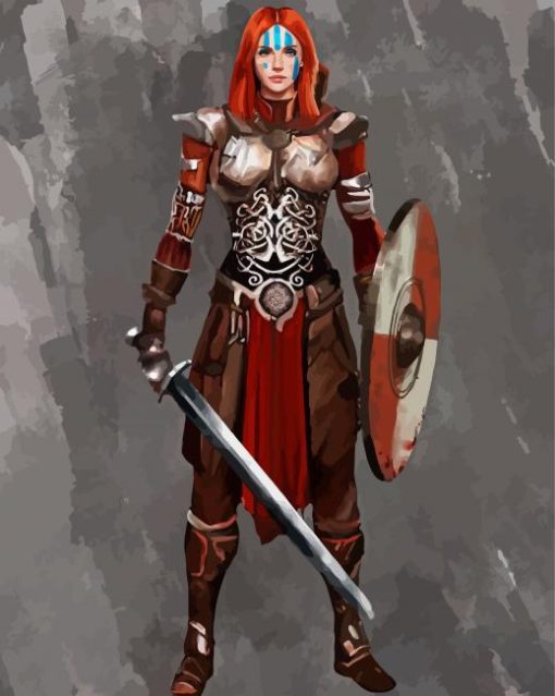 Warrior Shieldmaiden paint by number