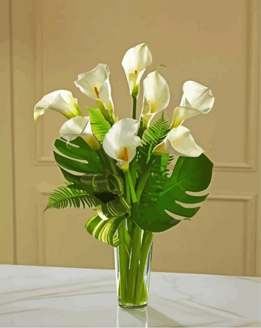 White Calla Lilies Bouquet paint by number