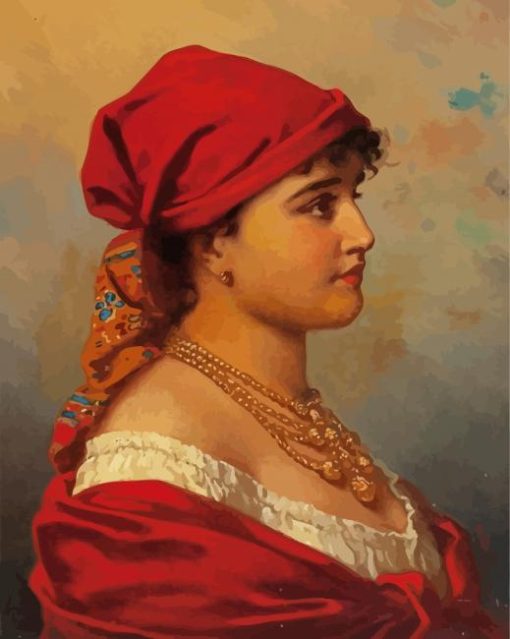 Woman In Red paint by number