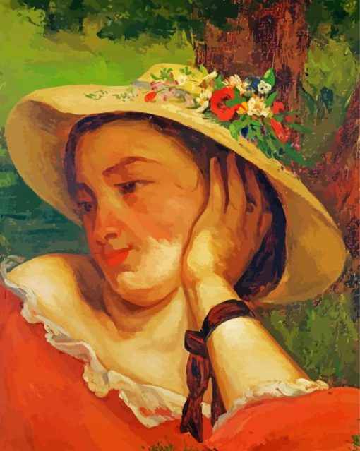 Woman In Straw Hat Art paint by number