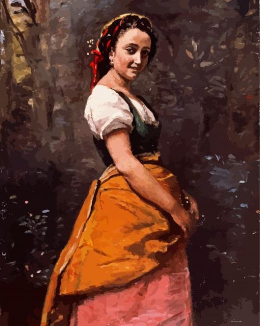 Young Woman In The Woods Corot paint by number