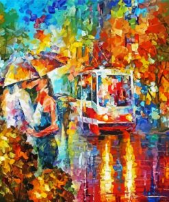 Abstract Couple Under Umbrella paint by number