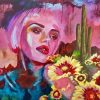 Abstract Lady And Flowers paint by number
