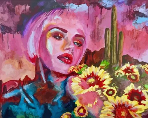 Abstract Lady And Flowers paint by number