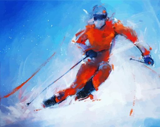 Abstract Skier paint by numbers