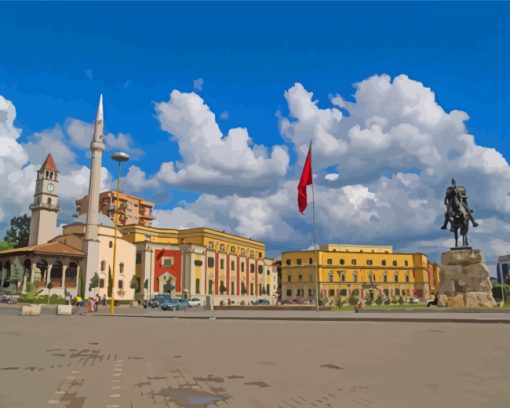 Aesthetic Skanderburg Square Tirana paint by numbers