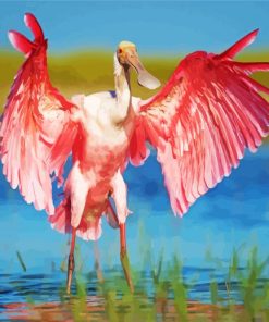 Aesthetic Spoonbill Pink Bird paint by number