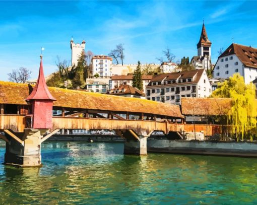 Aesthetic Spreuer Bridge Lucerne paint by numbers