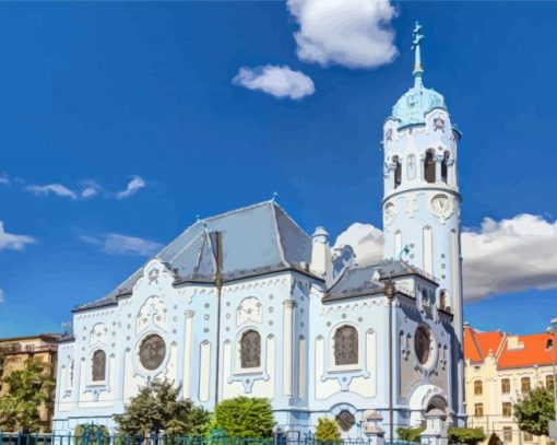 Aesthetic The Blue Church Slovakia paint by number