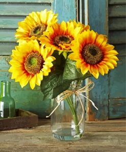 Aesthetic Yellow Sunflower Vase paint by number