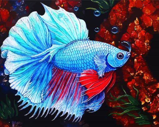 Aesthetic Blue Fish paint by number