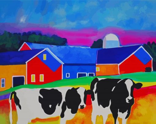 Aesthetic Cows In A Farm paint by number