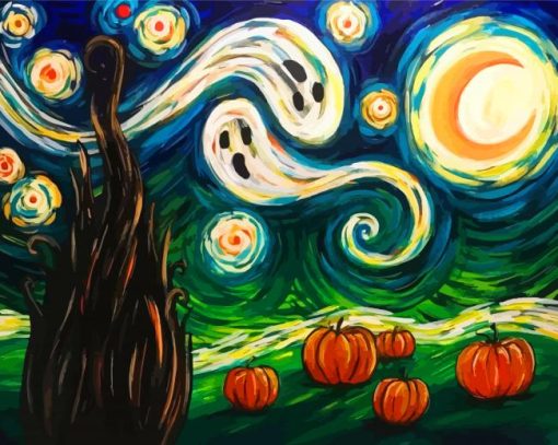 Aesthetic Halloween Starry Night paint by number