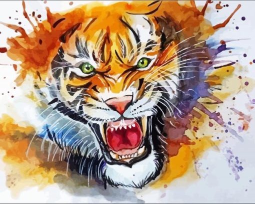 Angry Tiger Splatter paint by numbers