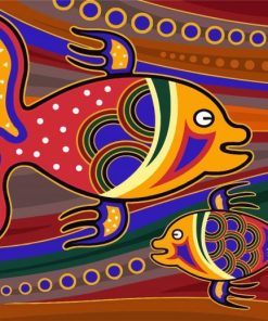 Abstract Colorful Fish paint by numbers