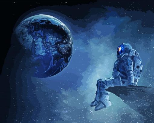 Astronaut Sitting In Space paint by number